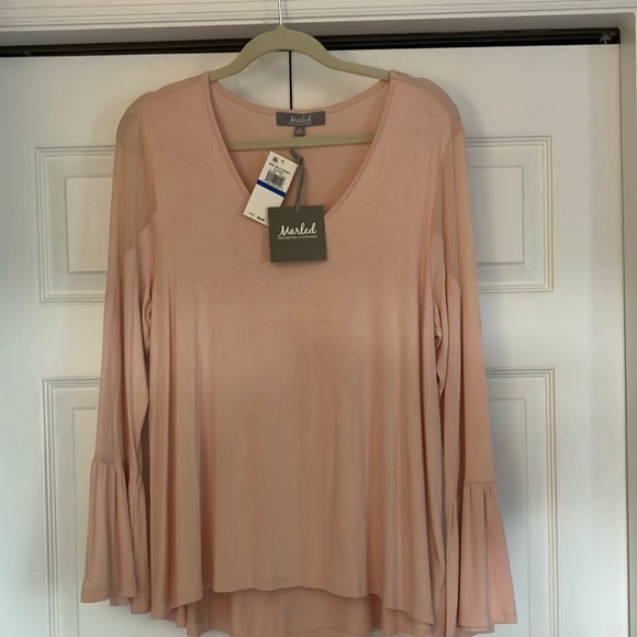 Macy's Pink Bell Sleeve Asymmetrical Blouse size XL NWT - Picture 6 of 9